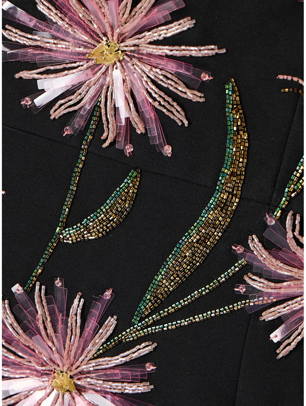 NWT STAUD Brooke Black Beaded Jersey Floral Flower Designer Sequin Dress Large - Picture 4 of 6
